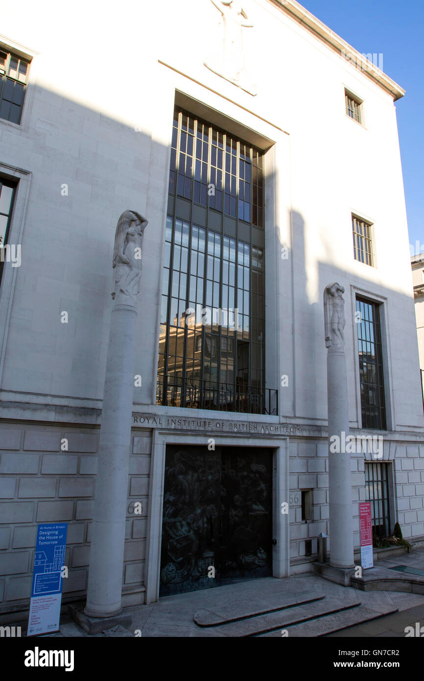 Sede del Royal Institute of British Architects RIBA su Portland Place Marylebone Londra Foto Stock