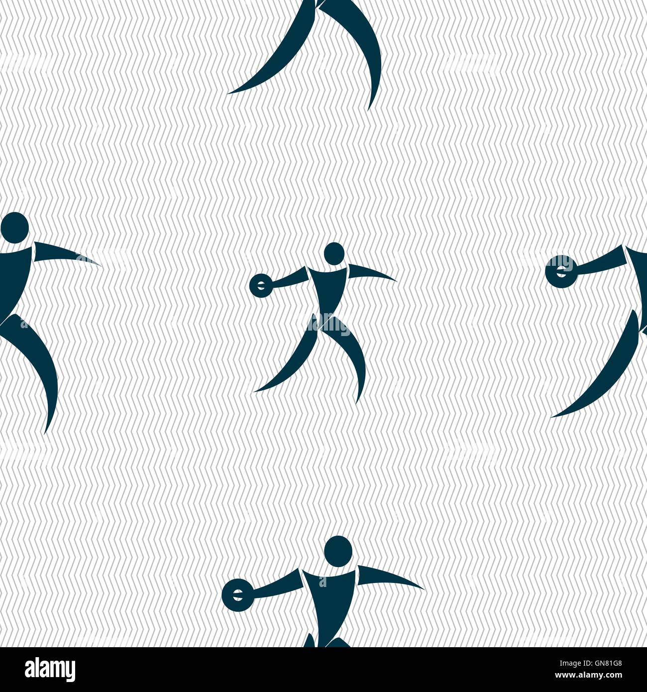 Discus thrower icona segno. Modello senza cuciture con texture geometrica. Vettore Illustrazione Vettoriale