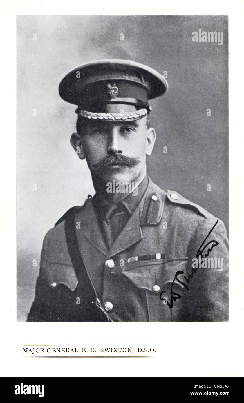 General Maggiore ED Swinton, responsabile della formazione del primo serbatoio britannico unità della Grande Guerra e lo sviluppo iniziale di tattiche di guerra corazzata Foto Stock