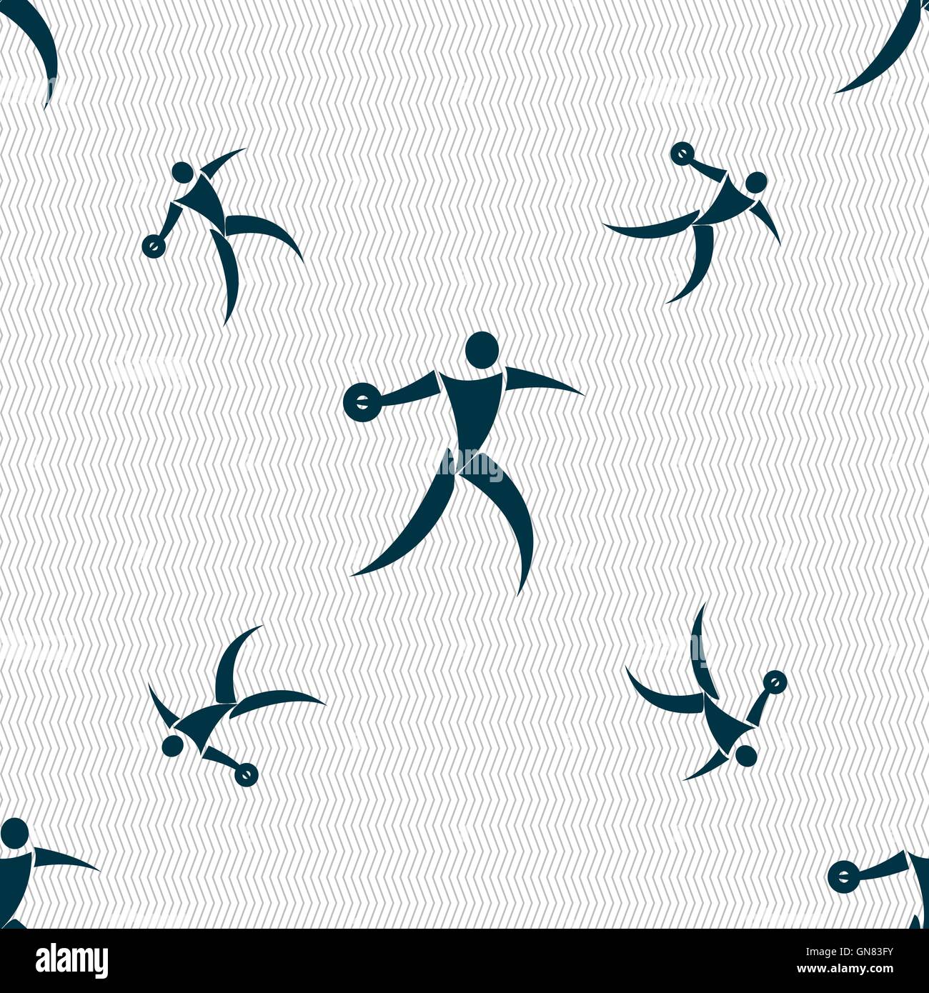 Discus thrower icona segno. Modello senza cuciture con texture geometrica. Vettore Illustrazione Vettoriale