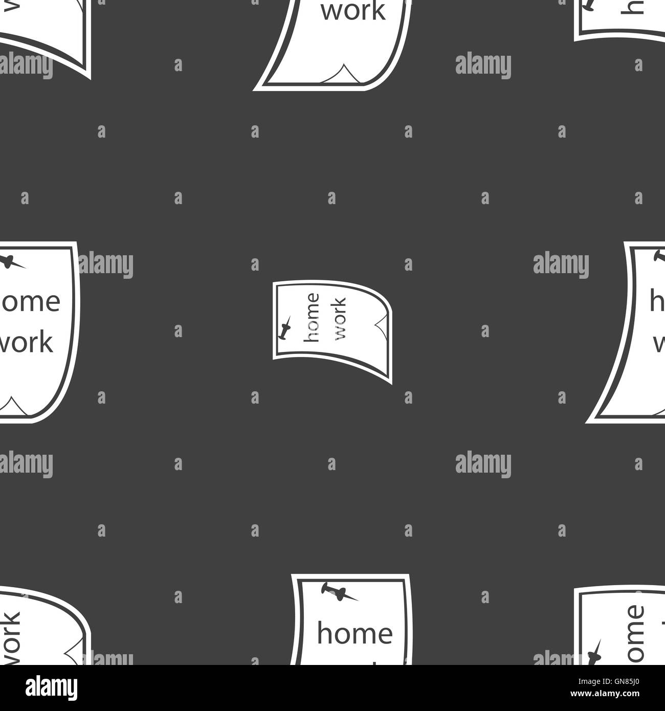 Icona di compiti di segno. Seamless pattern su uno sfondo grigio. Vettore Illustrazione Vettoriale