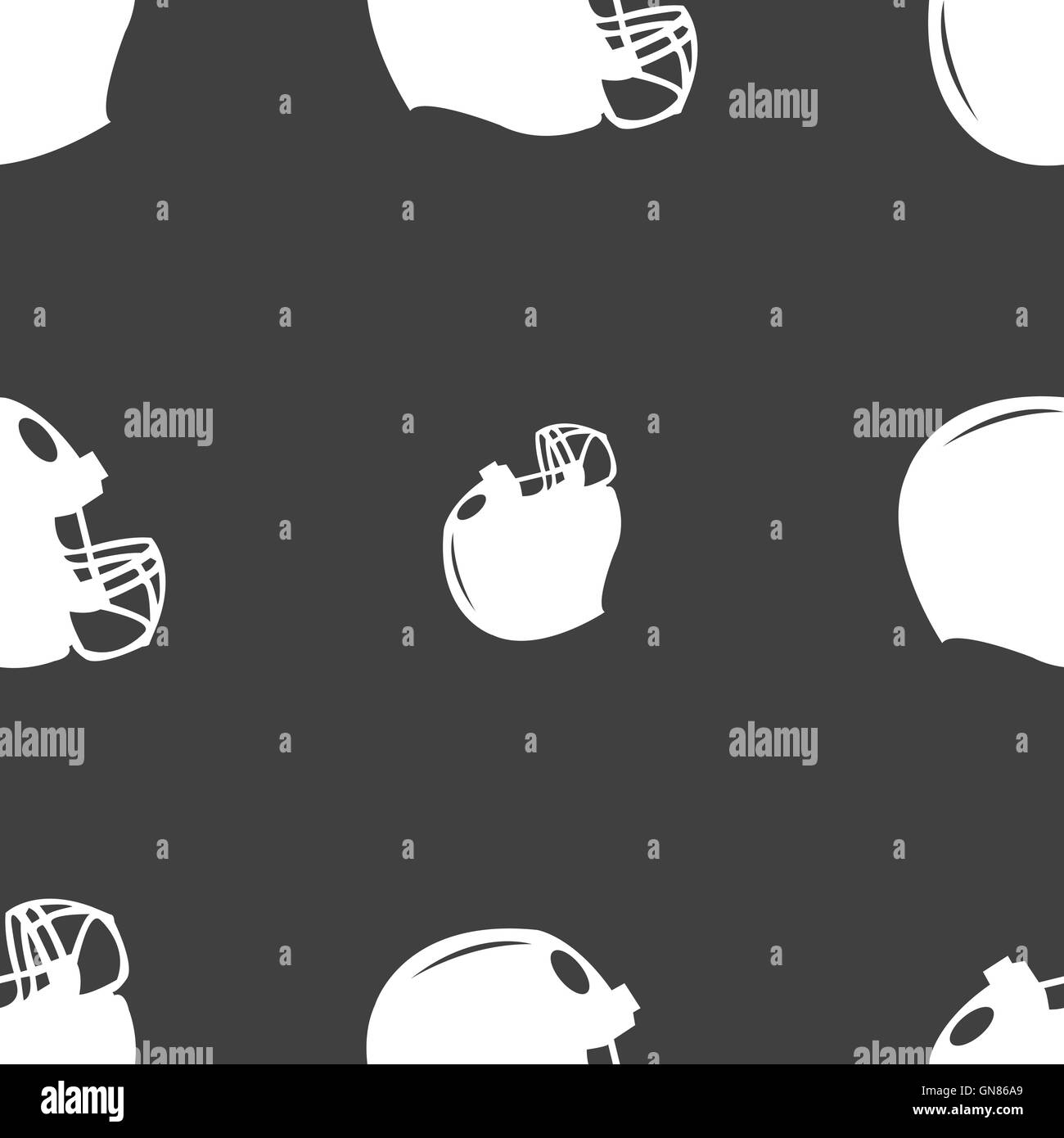 Casco da football icona segno. Seamless pattern su uno sfondo grigio. Vettore Illustrazione Vettoriale