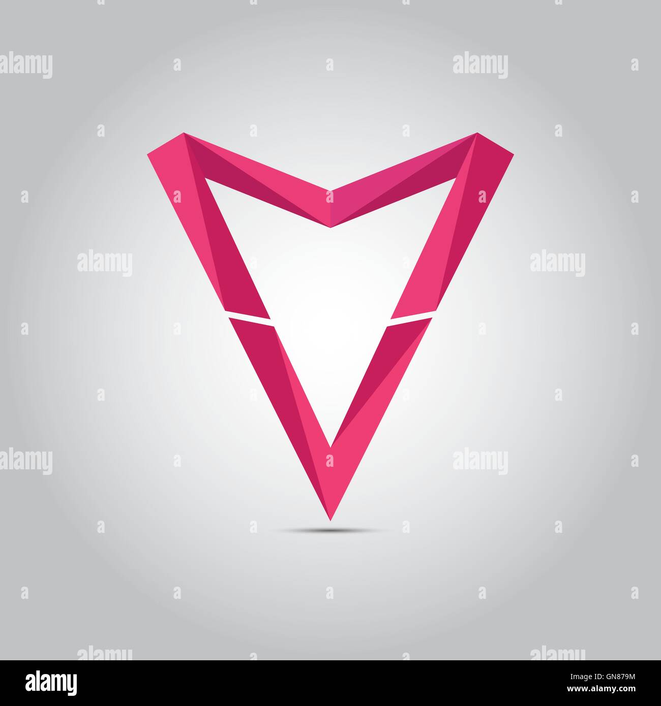 Logo V cuore diamante rosa Illustrazione Vettoriale