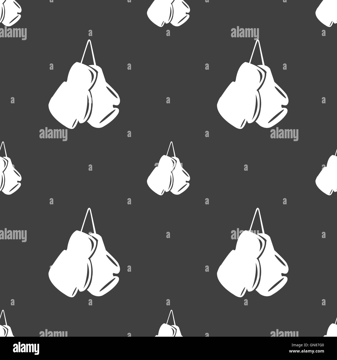 I guantoni icona segno. Seamless pattern su uno sfondo grigio. Vettore Illustrazione Vettoriale