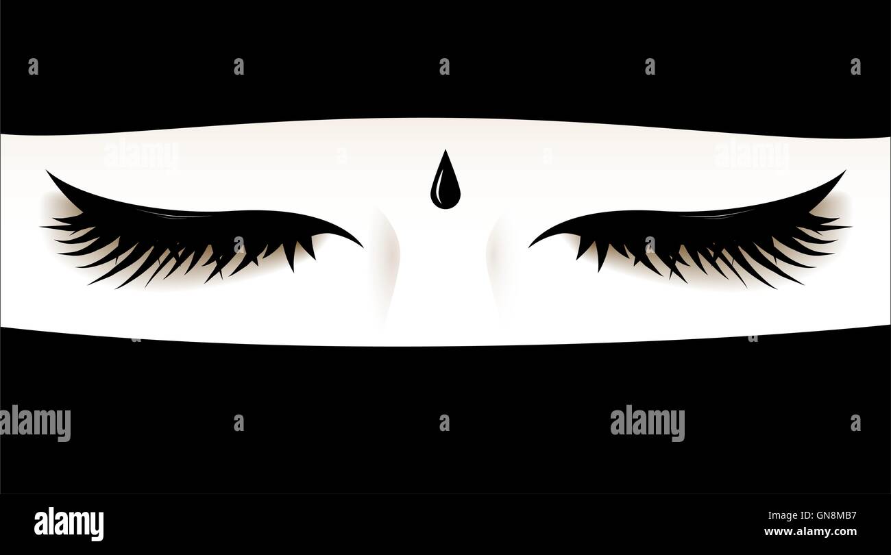 Donna musulmana è chiuso gli occhi. La faccia coperta con un niqab - copertura di faccia-. Illustrazione. vettore. Illustrazione Vettoriale