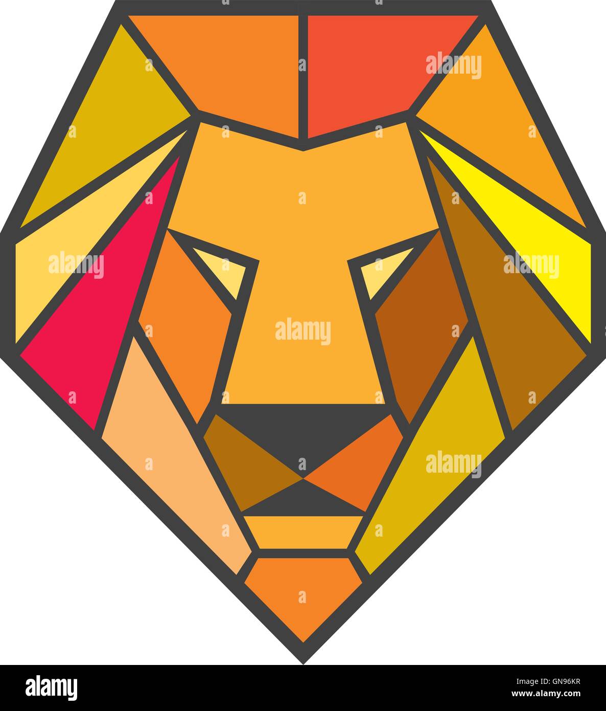Lion testa bassa poligono Illustrazione Vettoriale