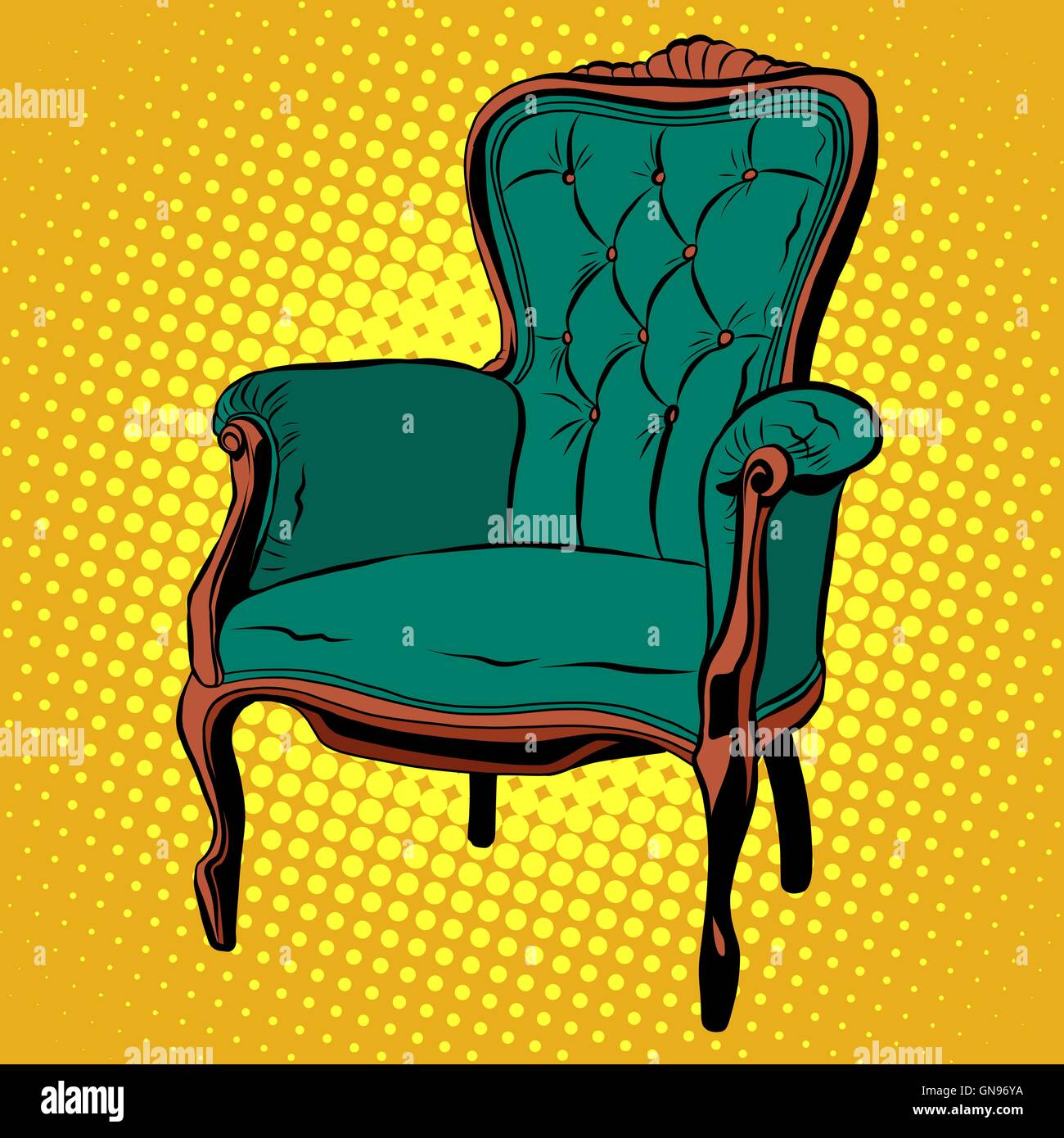 Verde sedia morbida poltrona mobili vettore Illustrazione Vettoriale
