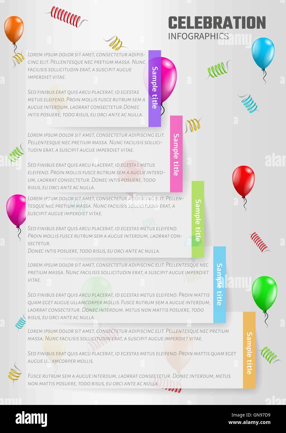 Celebrazione infographics con palloncini Illustrazione Vettoriale