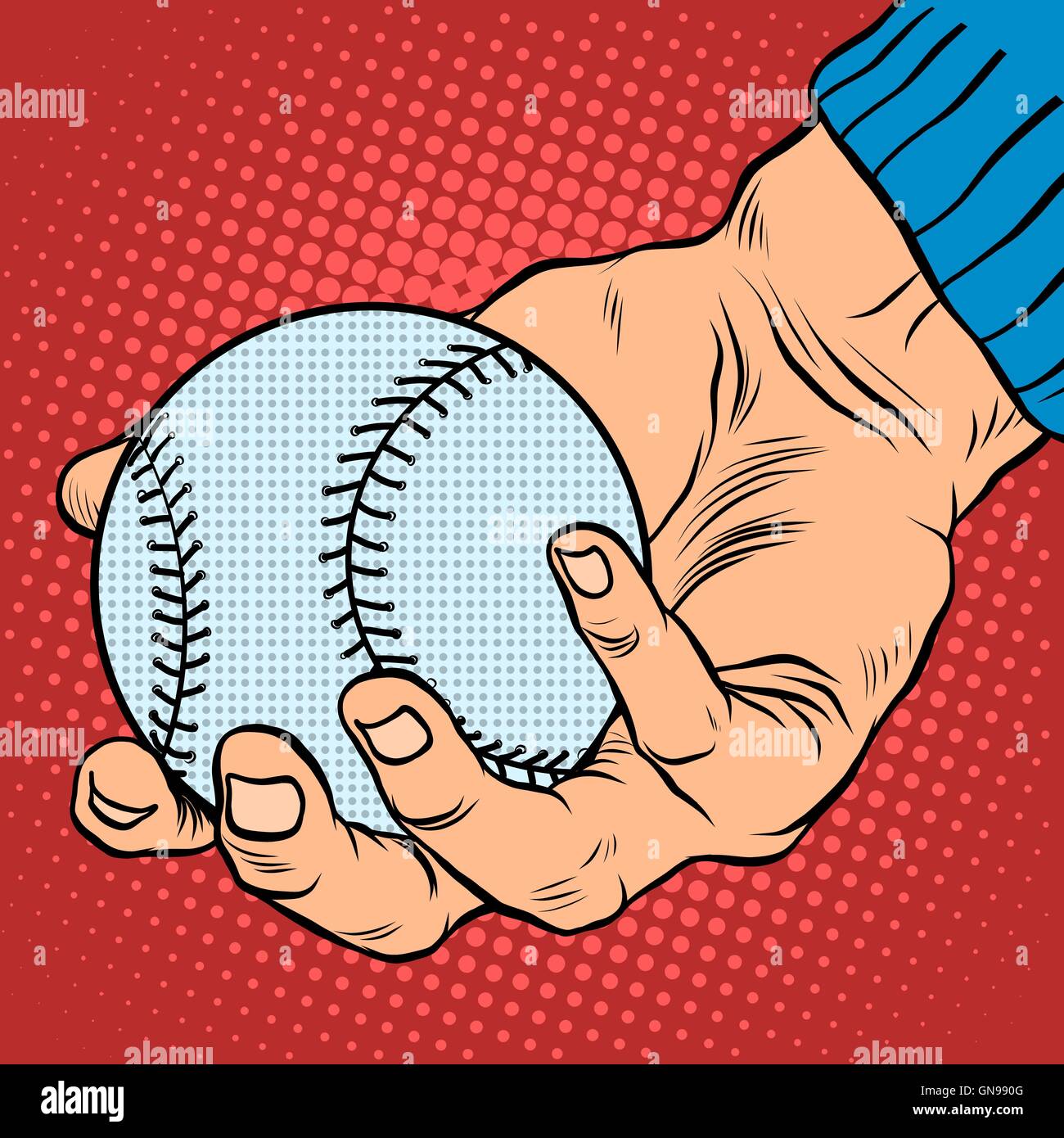 La mano con un baseball Illustrazione Vettoriale