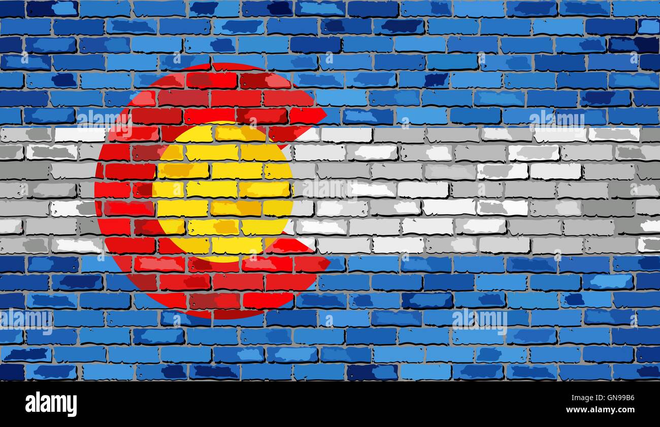 Stati Uniti d'America stato del Colorado su un muro di mattoni Illustrazione Vettoriale