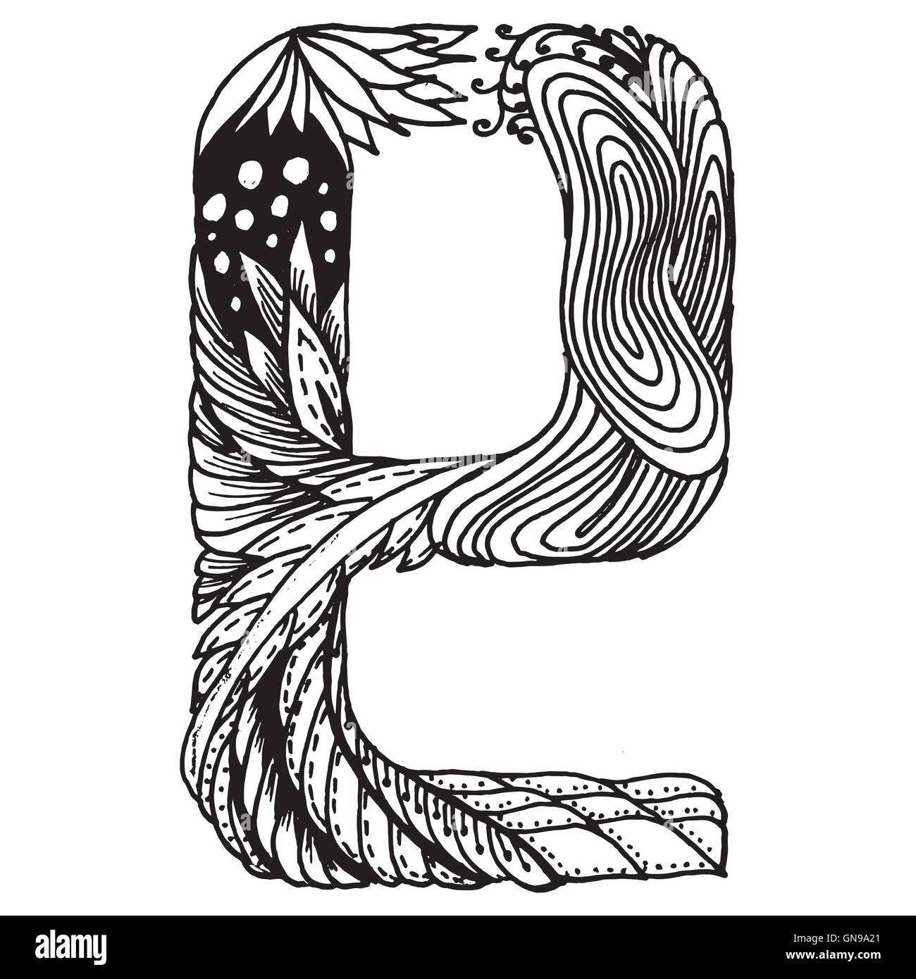 Zentangle lettere stilizzate - Lettera E Immagine e Vettoriale - Alamy