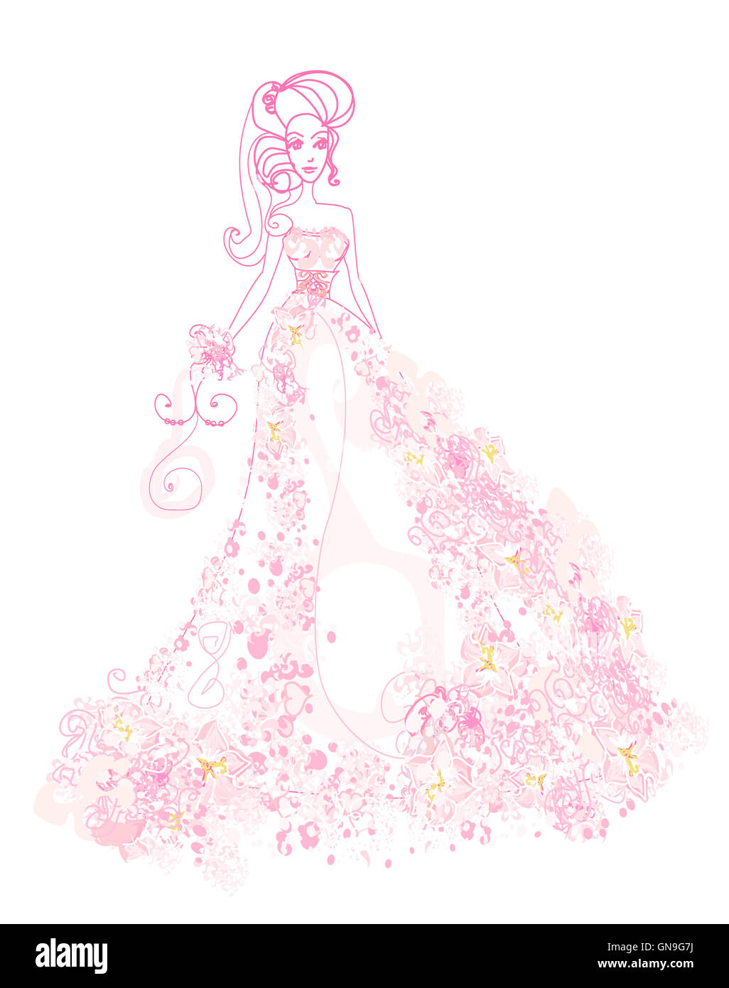 Abstract bella sposa floreali Foto Stock