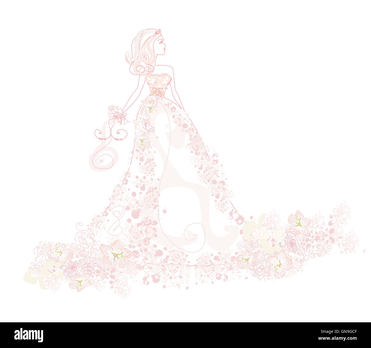 Abstract bella sposa floreali Foto Stock