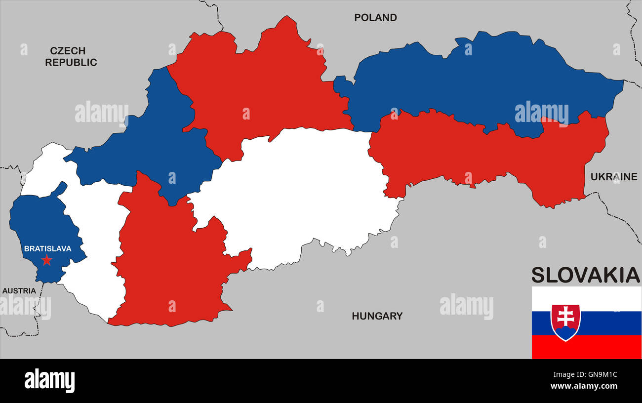 Mappa di Slovacchia Foto Stock