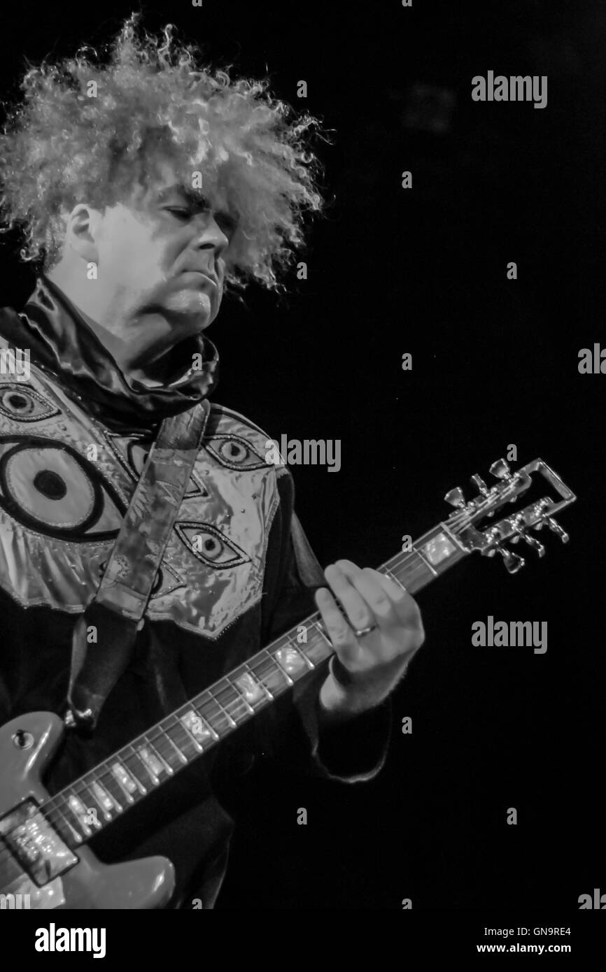 Northampton, Massachusetts, STATI UNITI D'AMERICA,27 Agosto, 2016. Buzz Osborne, membro fondatore e cantante per Melvins, presso il Teatro di Calvino. Foto Stock