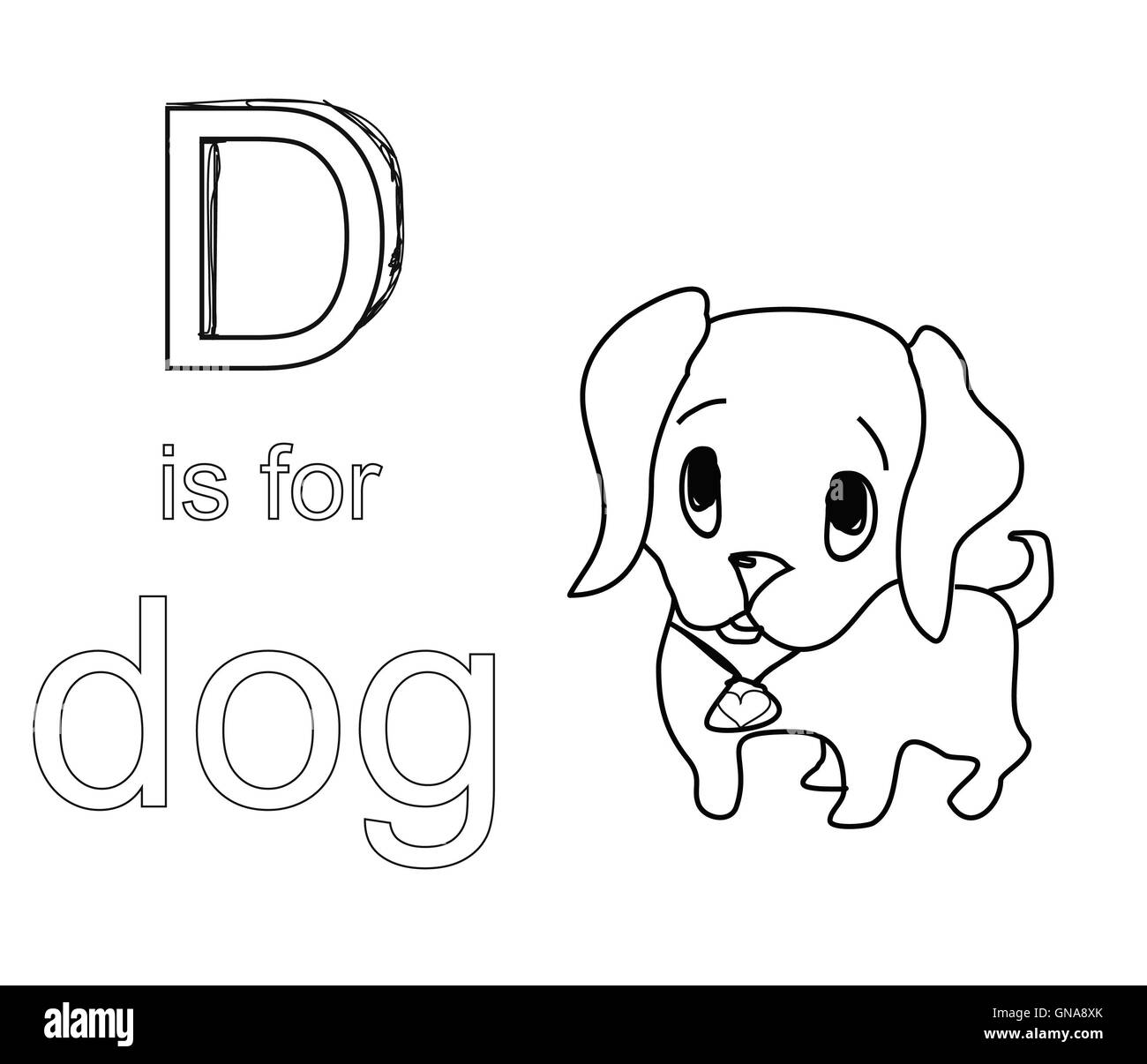 Alfabeto da colorare per i bambini,D Foto Stock