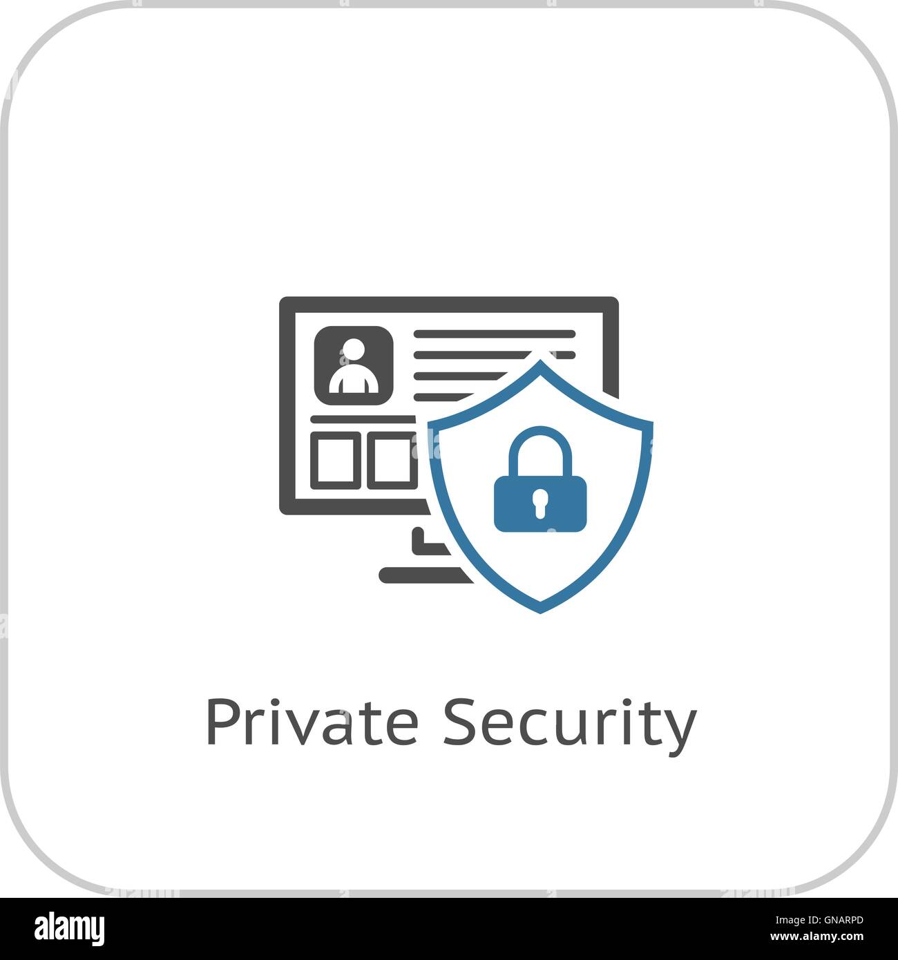 Sicurezza privata icona. Design piatto. Illustrazione Vettoriale