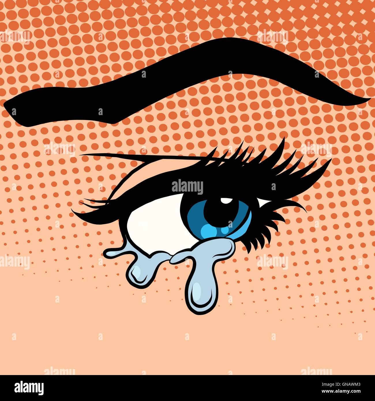 Gli occhi di donna piangere lacrime Illustrazione Vettoriale