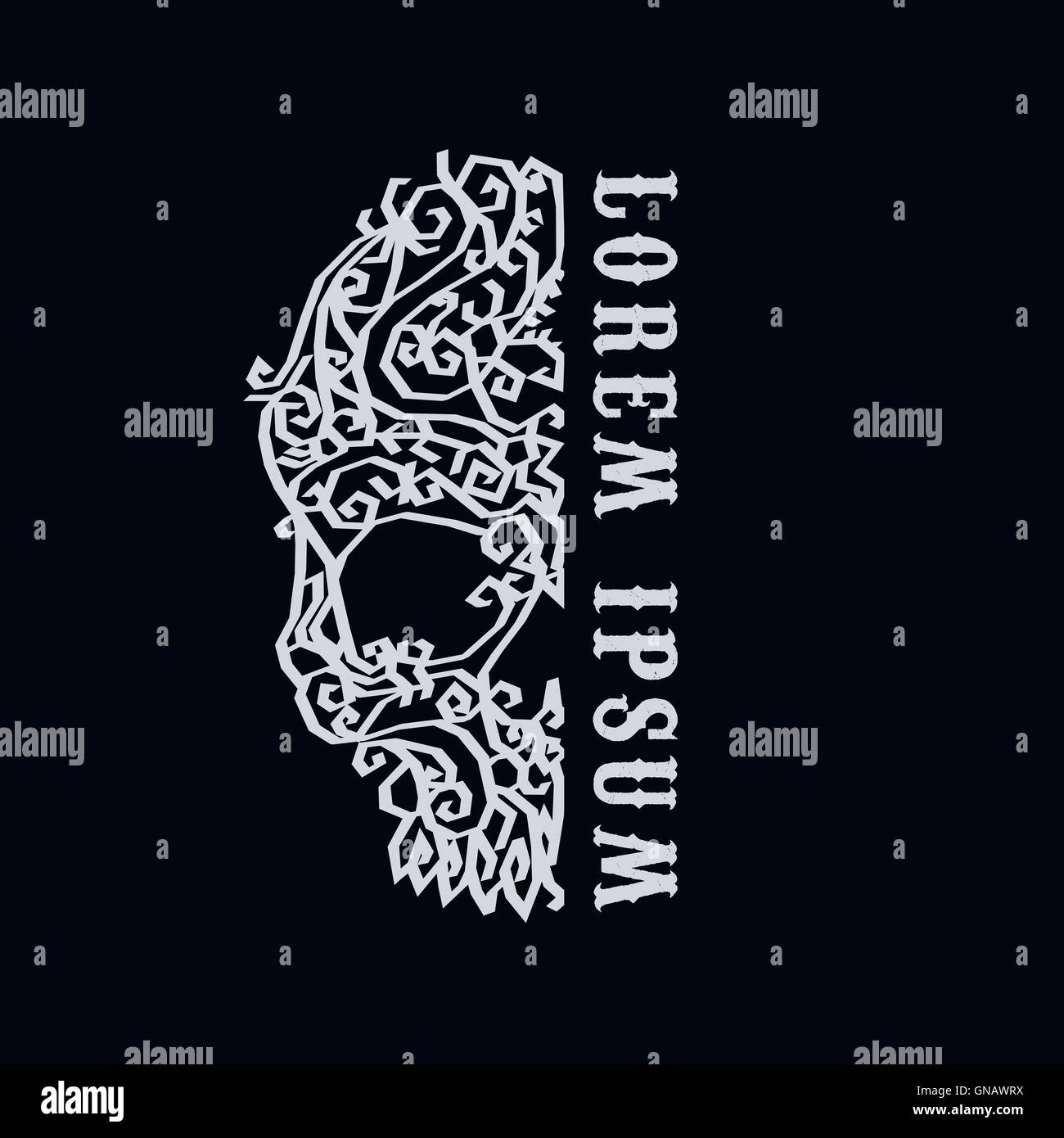 Ornamento di arte del cranio Illustrazione Vettoriale