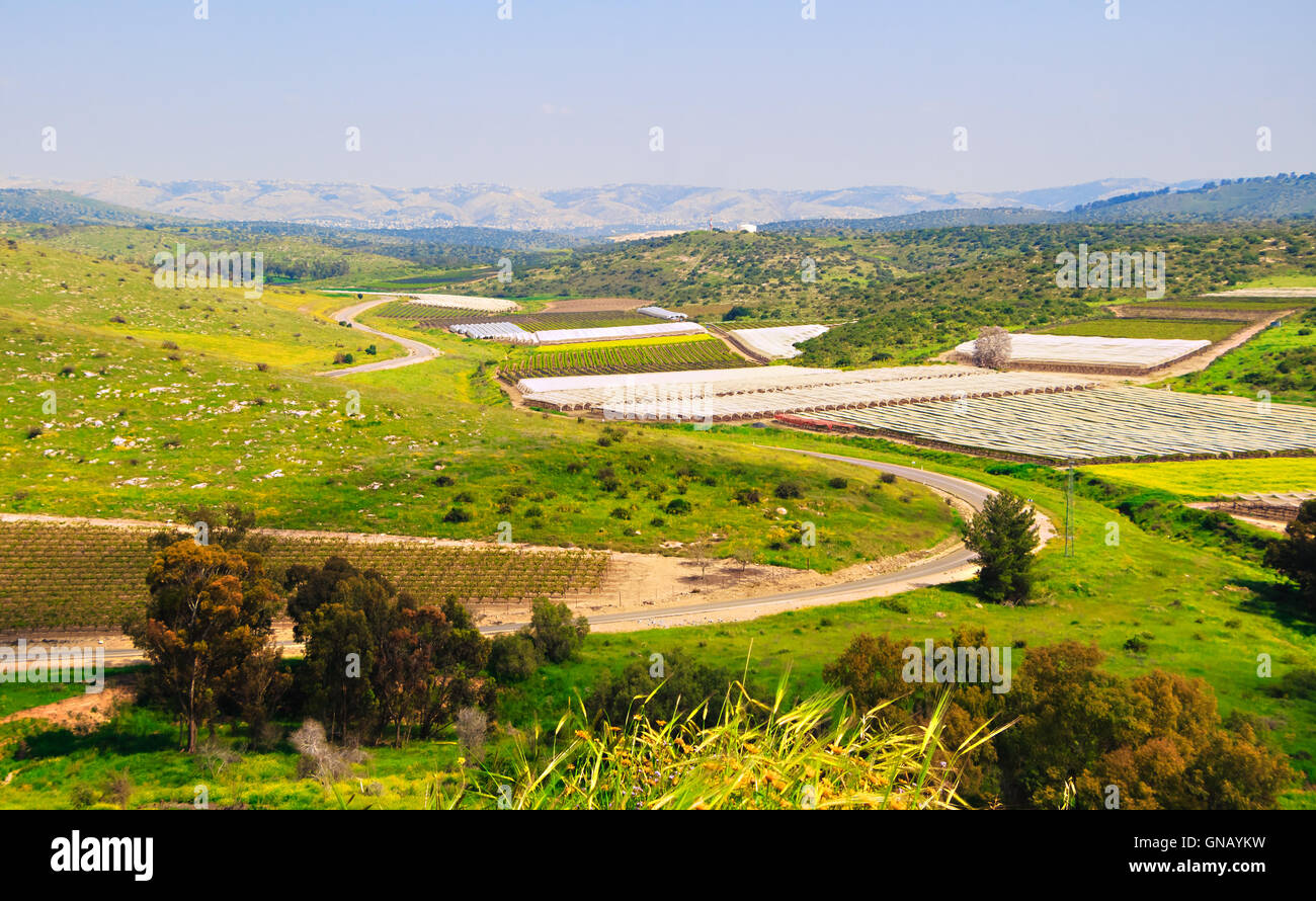 Paesaggio con vedute di prati, sky e robot agricolo Foto Stock Paesaggio con vedute di prati, sky e robot agricolo Foto Stock