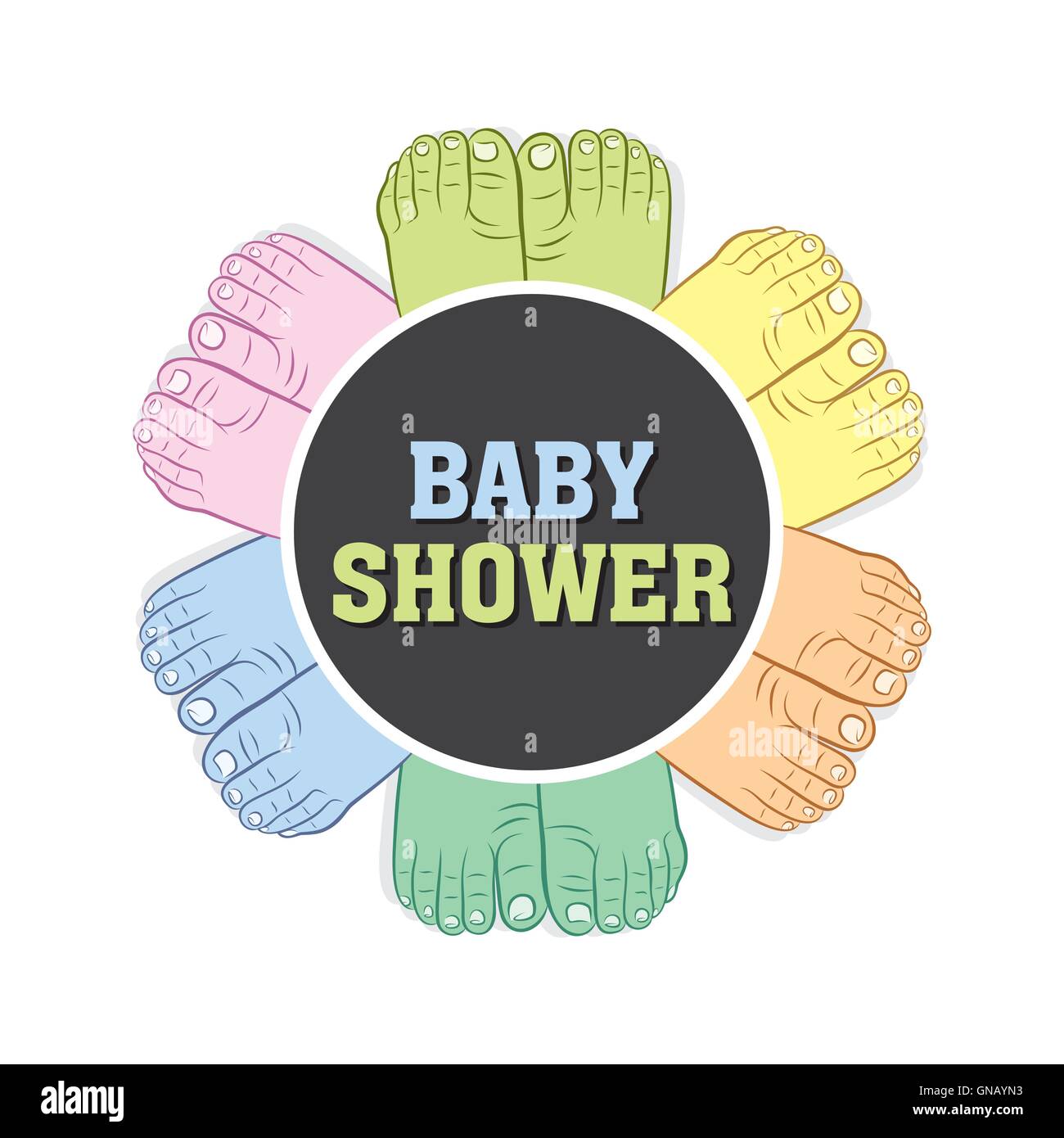 Baby shower invito design messaggio di saluto Illustrazione Vettoriale