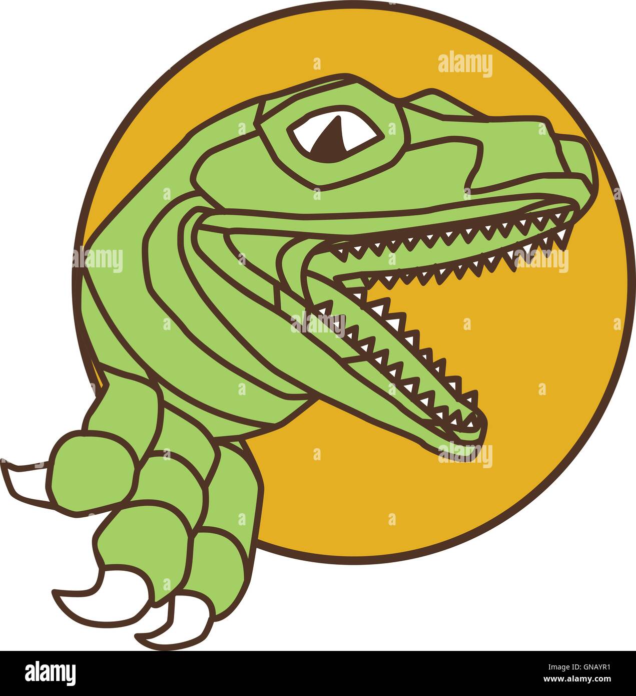 Testa di Raptor la rottura della parete il disegno del cerchio Illustrazione Vettoriale