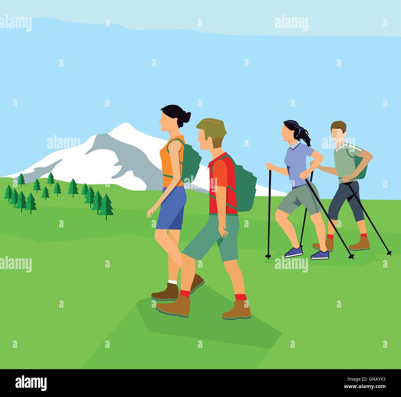 Escursionismo e trekking, climbing Illustrazione Vettoriale