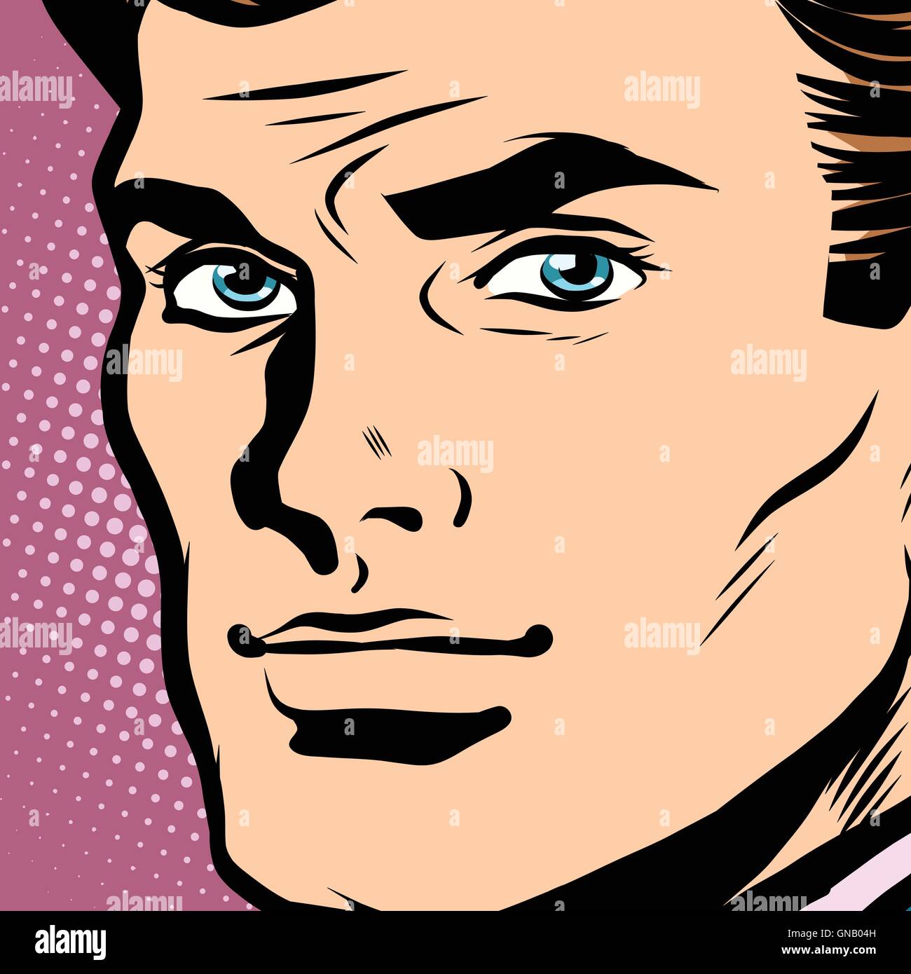 Viso maschile profile close-up pop art Illustrazione Vettoriale