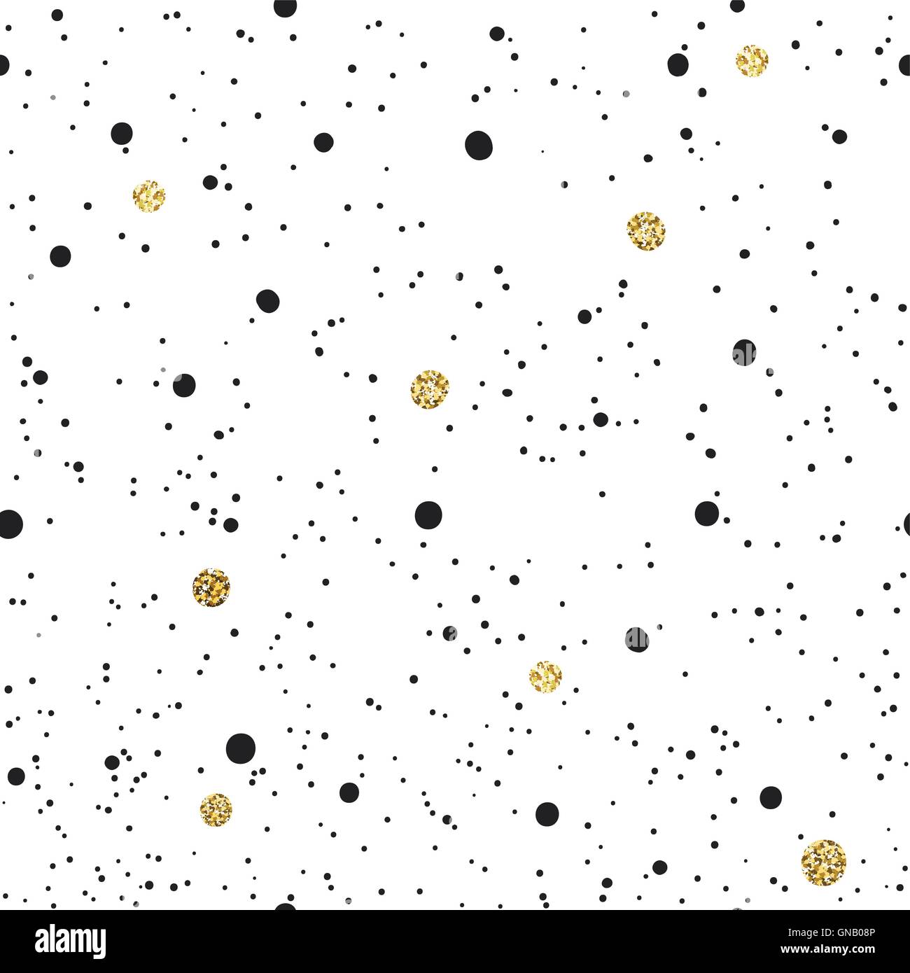 Abstract Seamless Pattern su sfondo bianco con il nero e gol Illustrazione Vettoriale