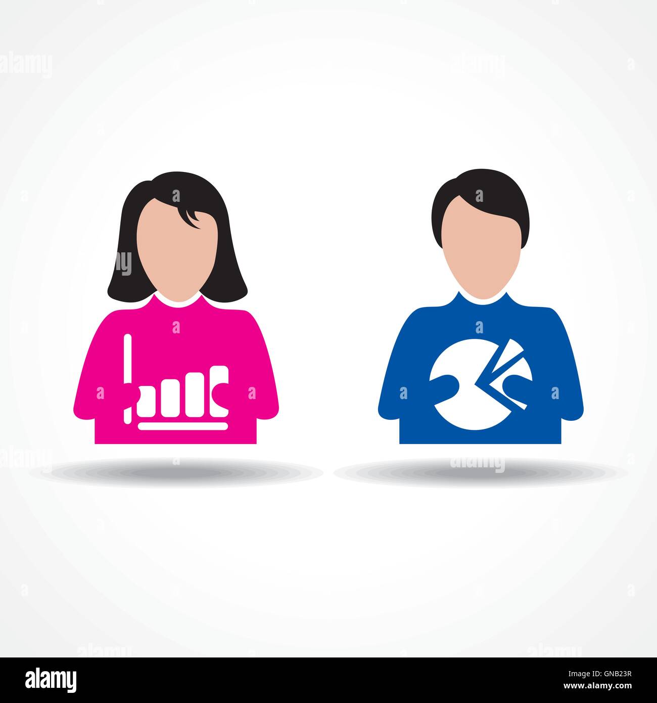 Maschio e femmina di pensare la loro crescita aziendale vettore di stock Illustrazione Vettoriale