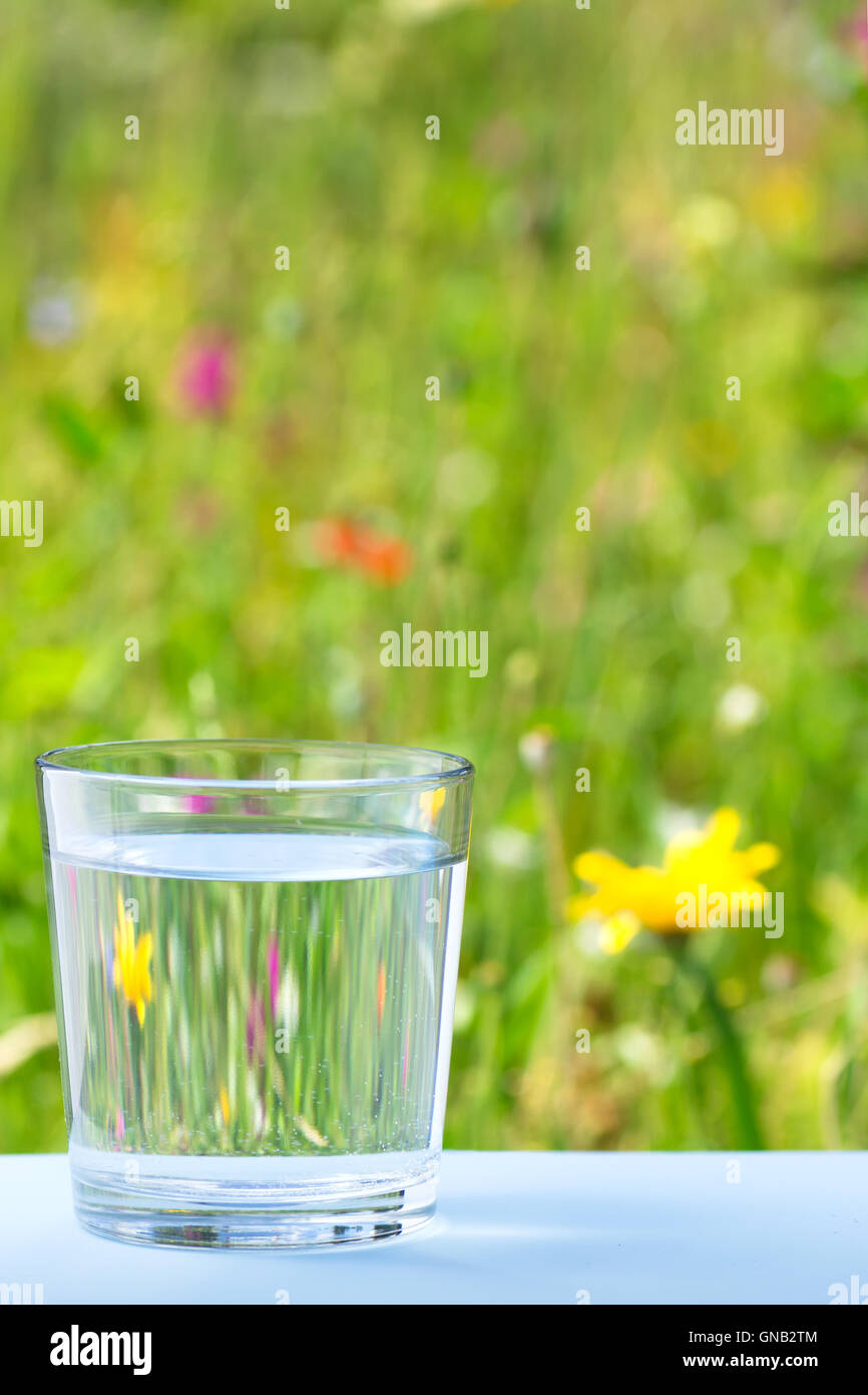 Bicchiere di acqua in verticale Foto Stock