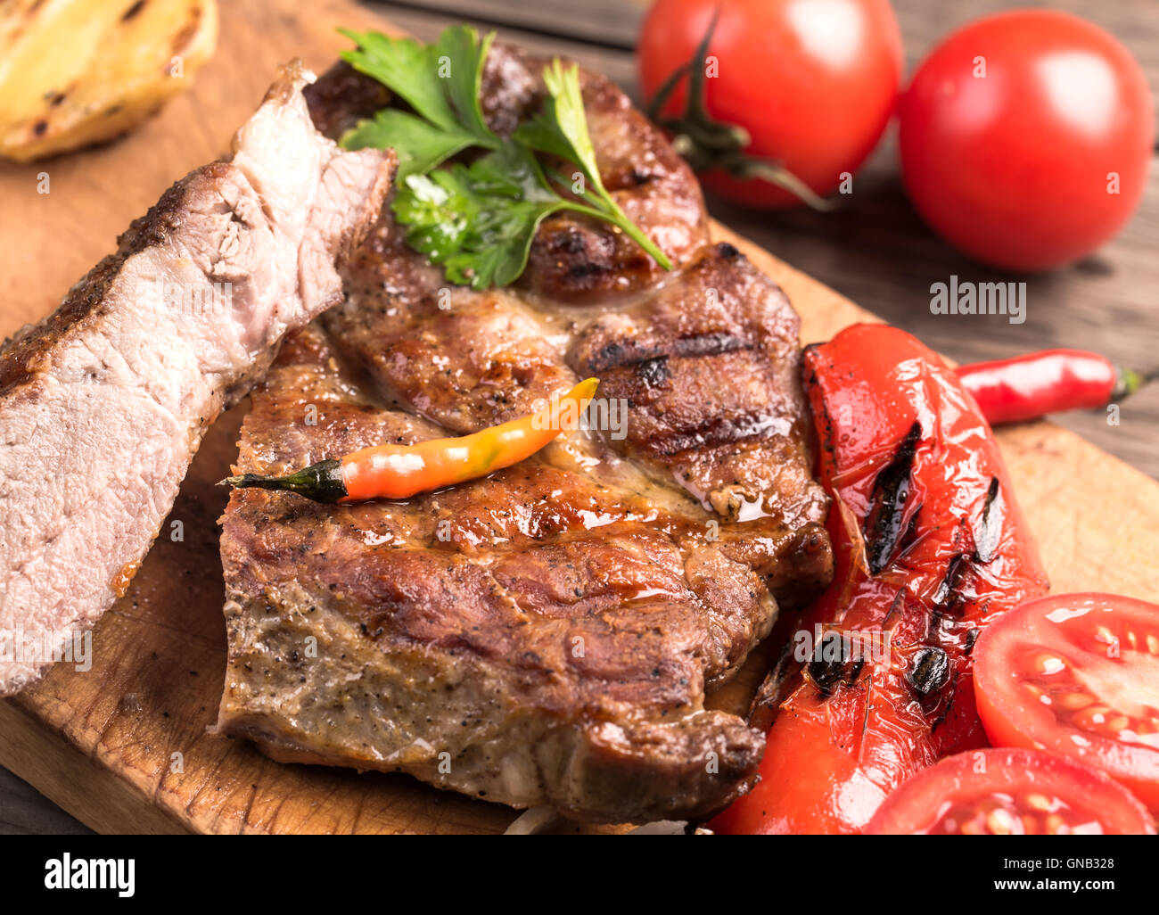 Bistecca alla griglia carne Foto Stock