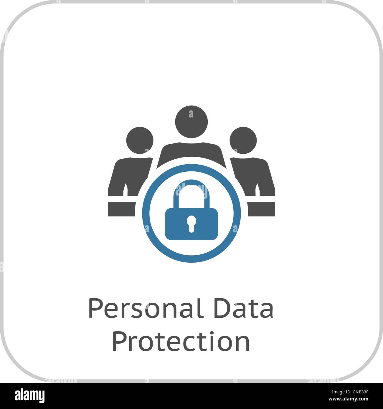 Protezione dei dati personali e la relativa icona. Design piatto. Illustrazione Vettoriale