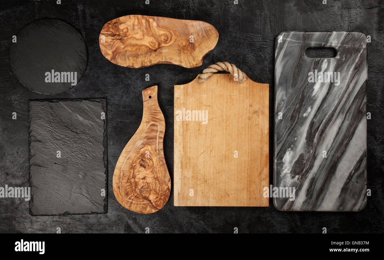 Set di diverse schede di taglio Foto Stock