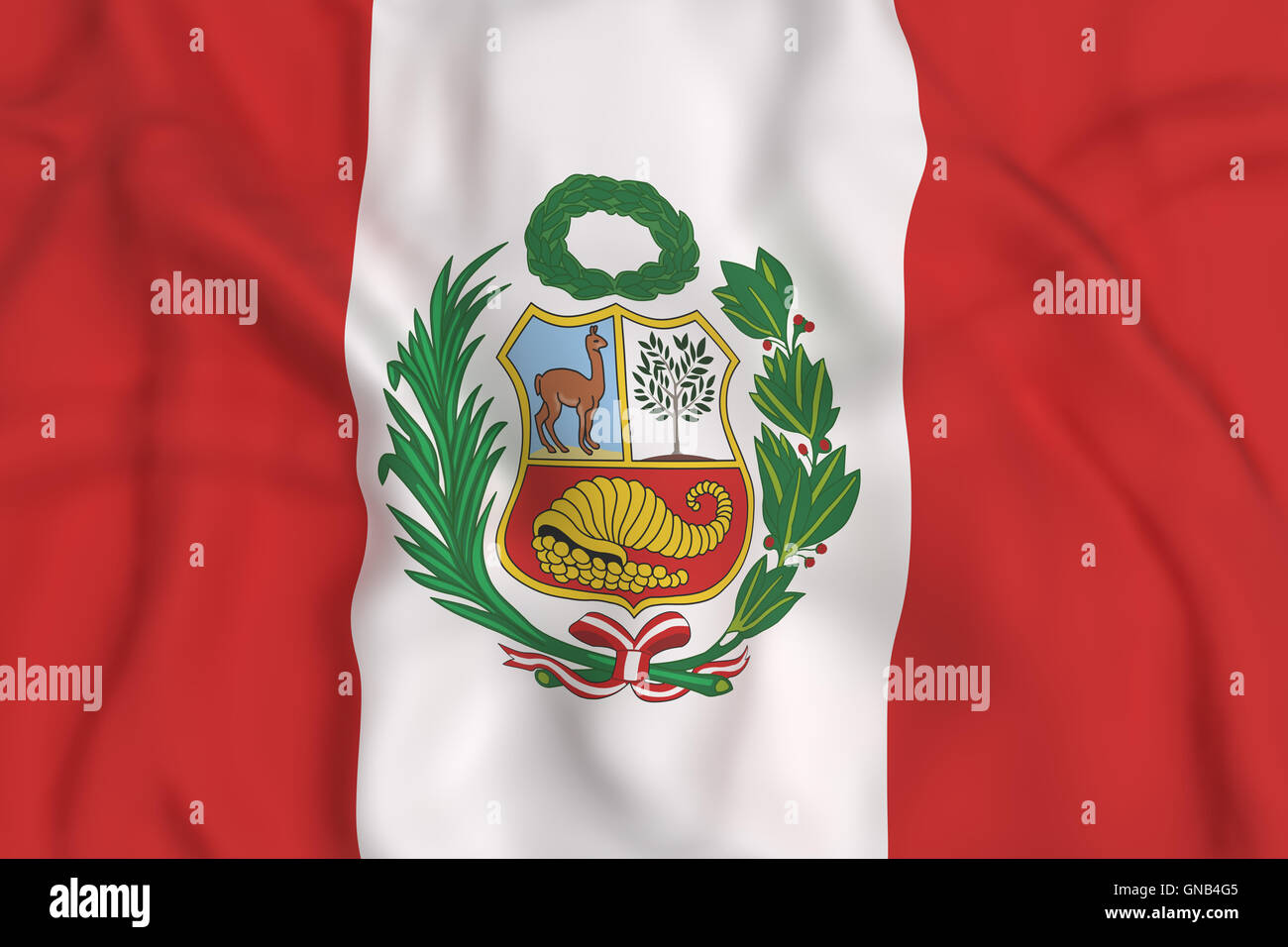 3D rendering della Repubblica del Perù bandiera sventola Foto Stock