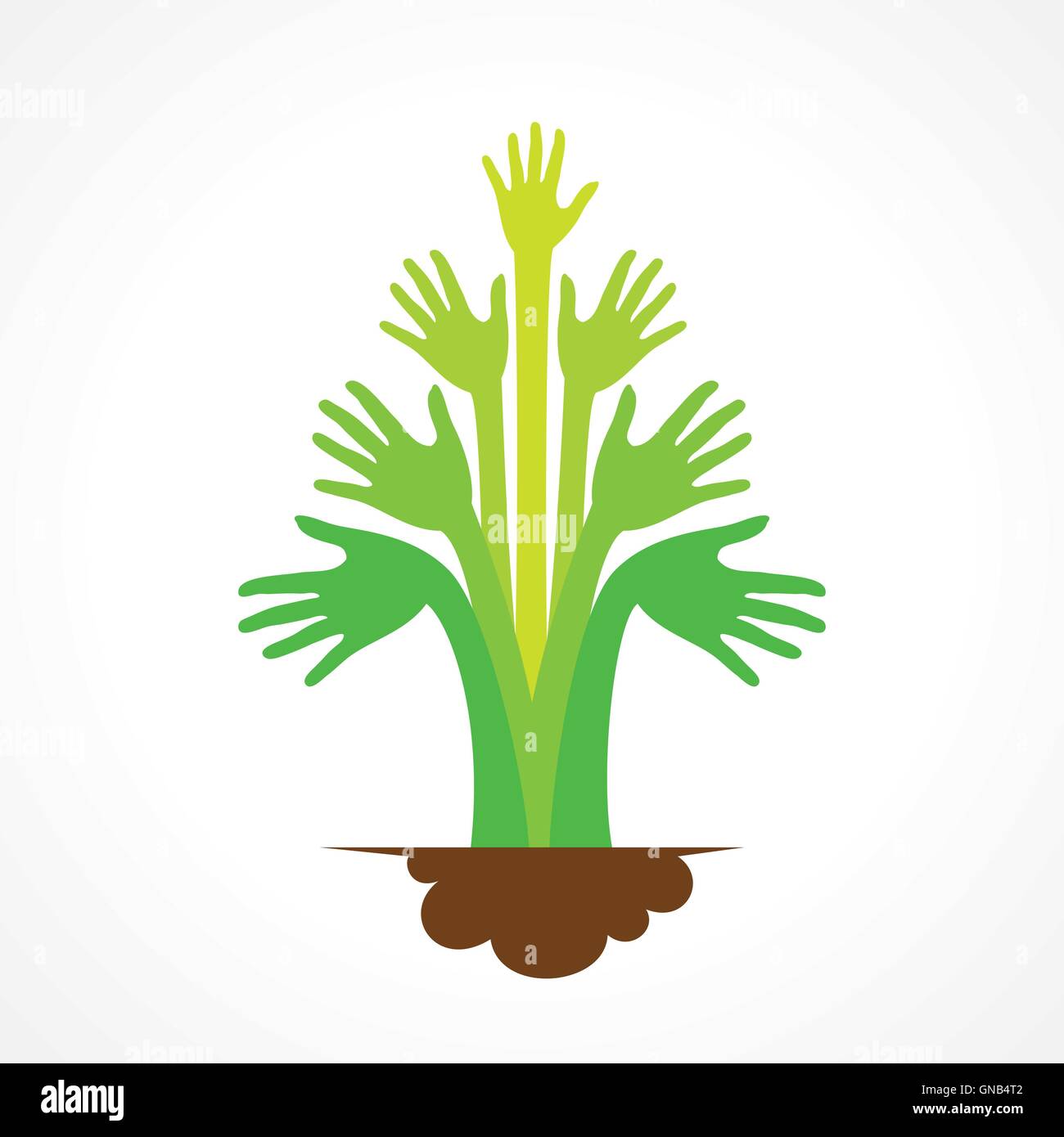 Creative mano verde tree design concept vettore Illustrazione Vettoriale