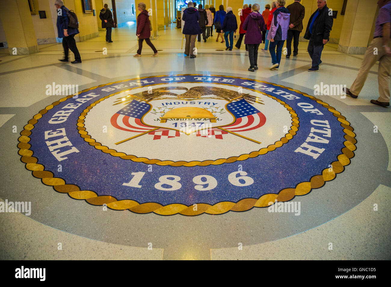 Grande Sigillo dello Stato dello Utah in Campidoglio di Salt Lake City Foto Stock