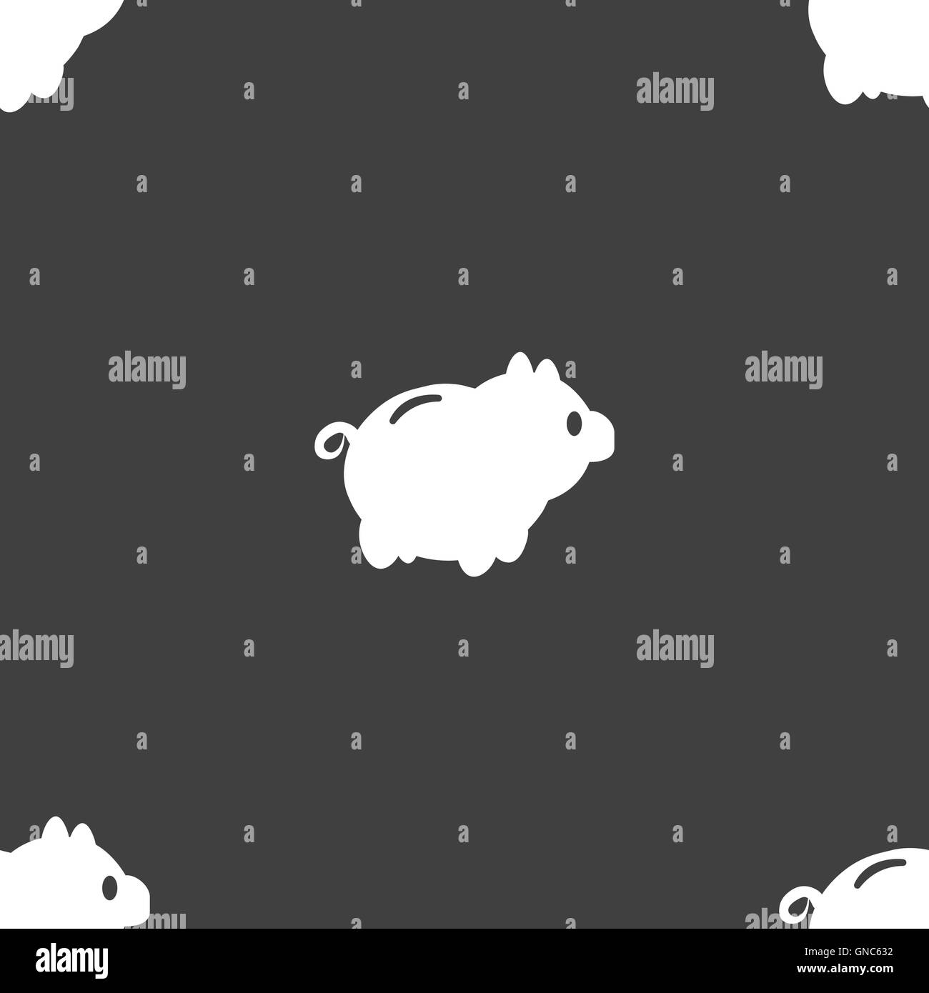 Salvadanaio icona segno. Seamless pattern su uno sfondo grigio. Vettore Illustrazione Vettoriale