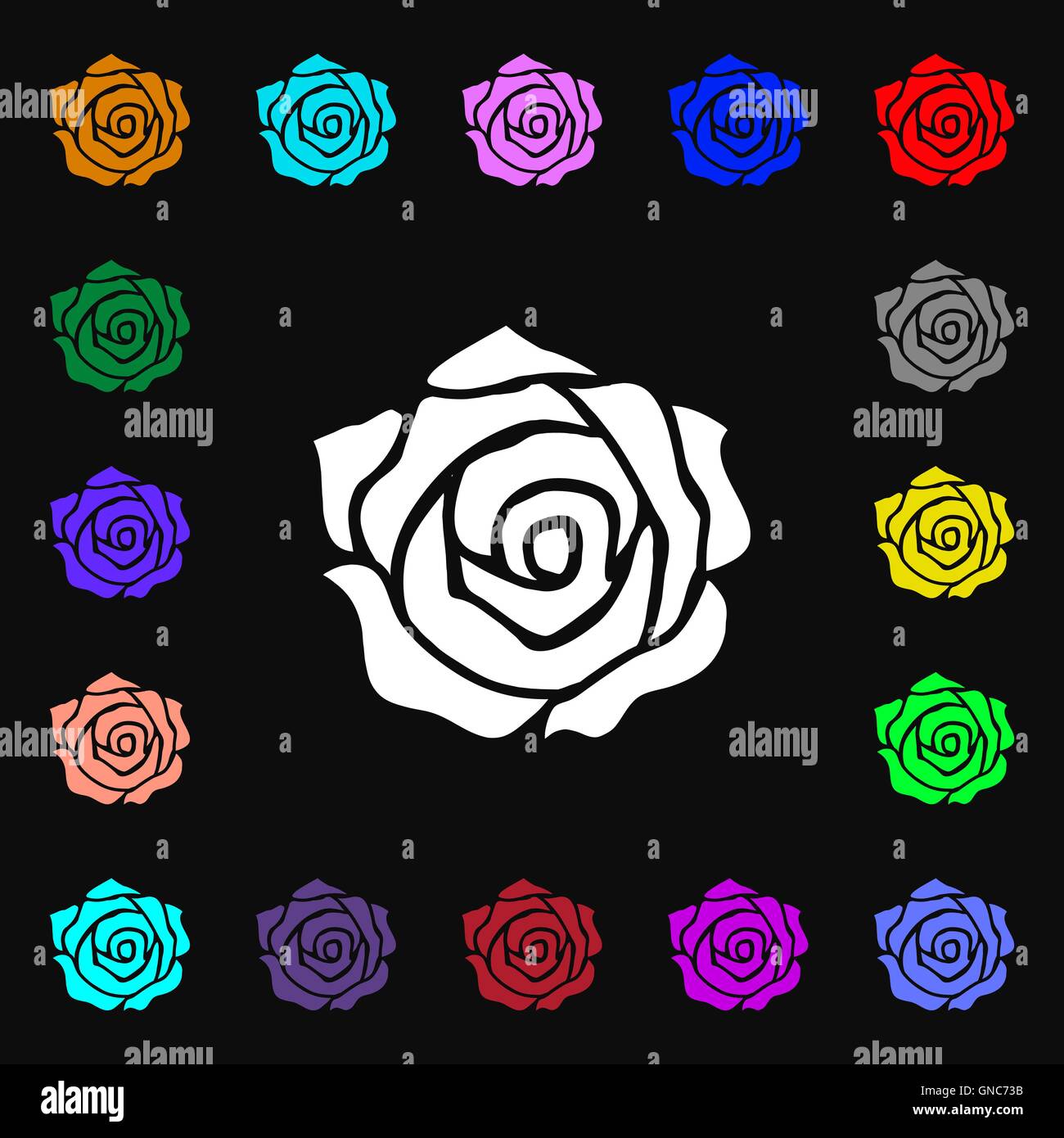 Icona di rose segno. Tanti i simboli colorati per il vostro design. Vettore Illustrazione Vettoriale