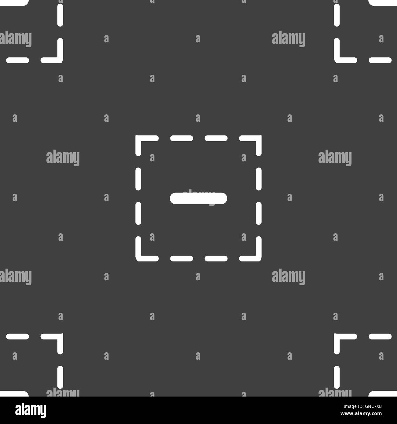 Il segno meno in un'icona quadrata segno. Seamless pattern su uno sfondo grigio. Vettore Illustrazione Vettoriale