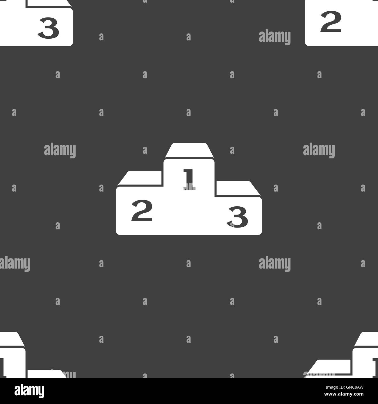 Icona del podio segno. Seamless pattern su uno sfondo grigio. Vettore Illustrazione Vettoriale