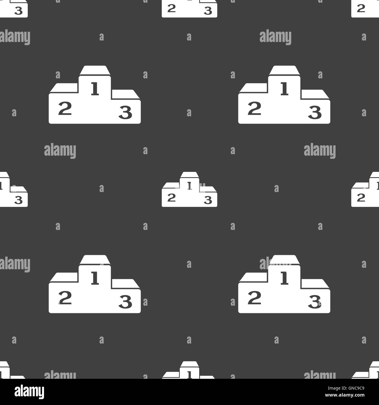 Icona del podio segno. Seamless pattern su uno sfondo grigio. Vettore Illustrazione Vettoriale