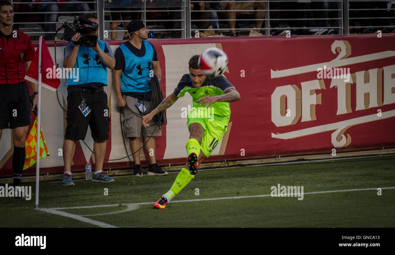 Liverpool FC e Brasile International Trequartista Philippe Coutinho Foto Stock