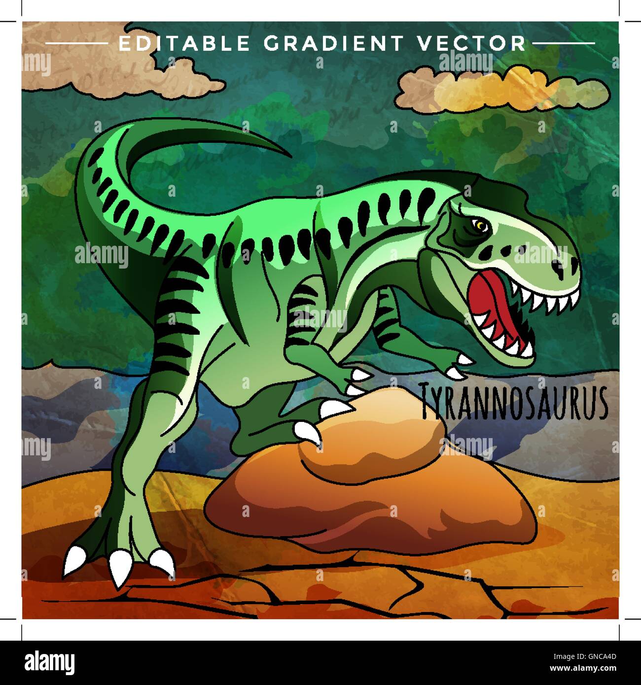 Dinosauro nell'habitat. Illustrazione Vettoriale di Tyrannosaur Illustrazione Vettoriale
