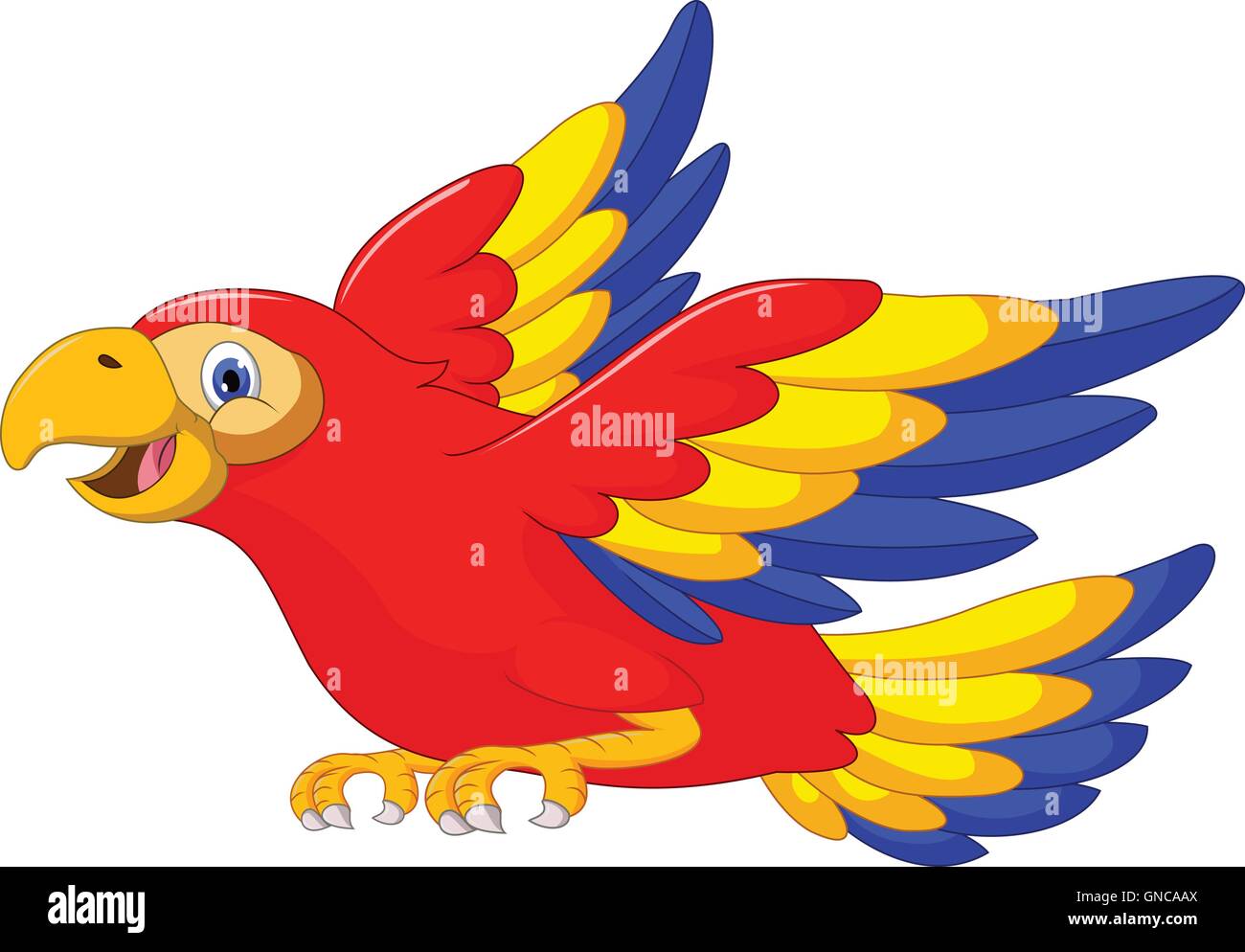 Macaw bird cartoon battenti Illustrazione Vettoriale