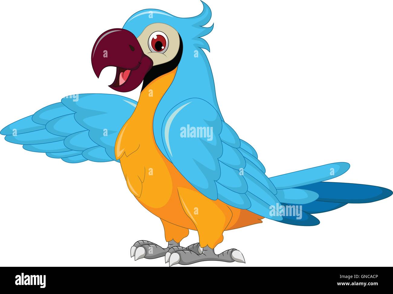 Carino parrot cartoon in posa Illustrazione Vettoriale