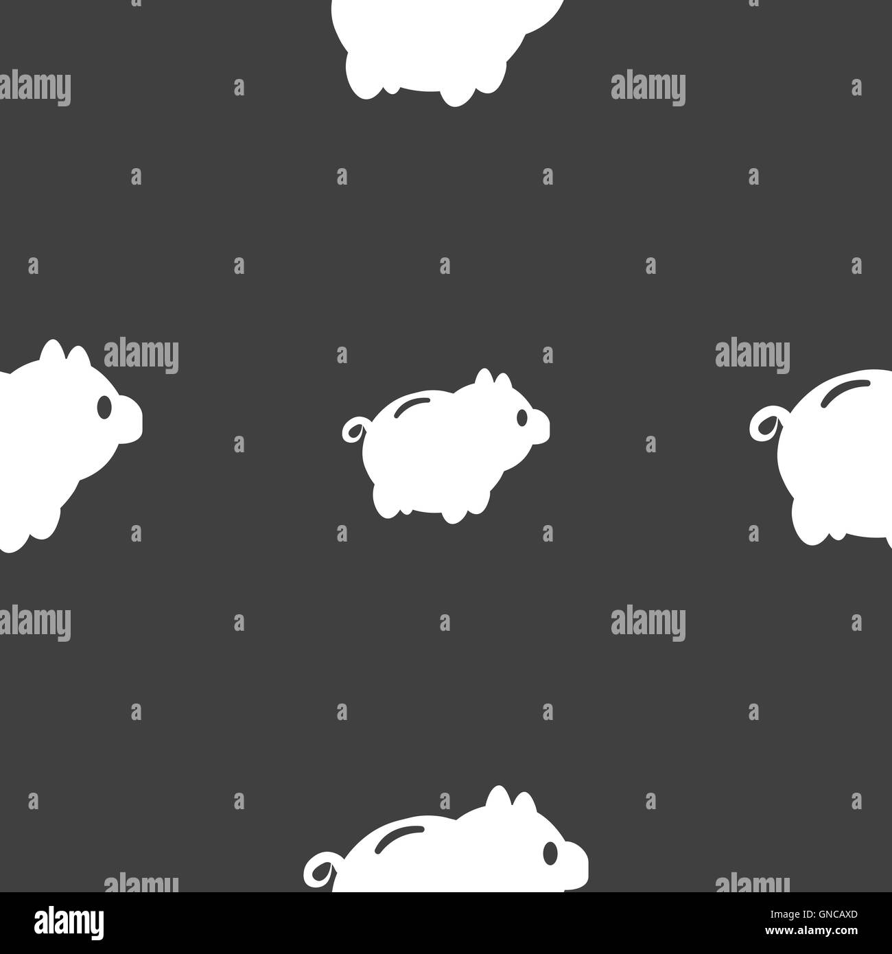Salvadanaio icona segno. Seamless pattern su uno sfondo grigio. Vettore Illustrazione Vettoriale