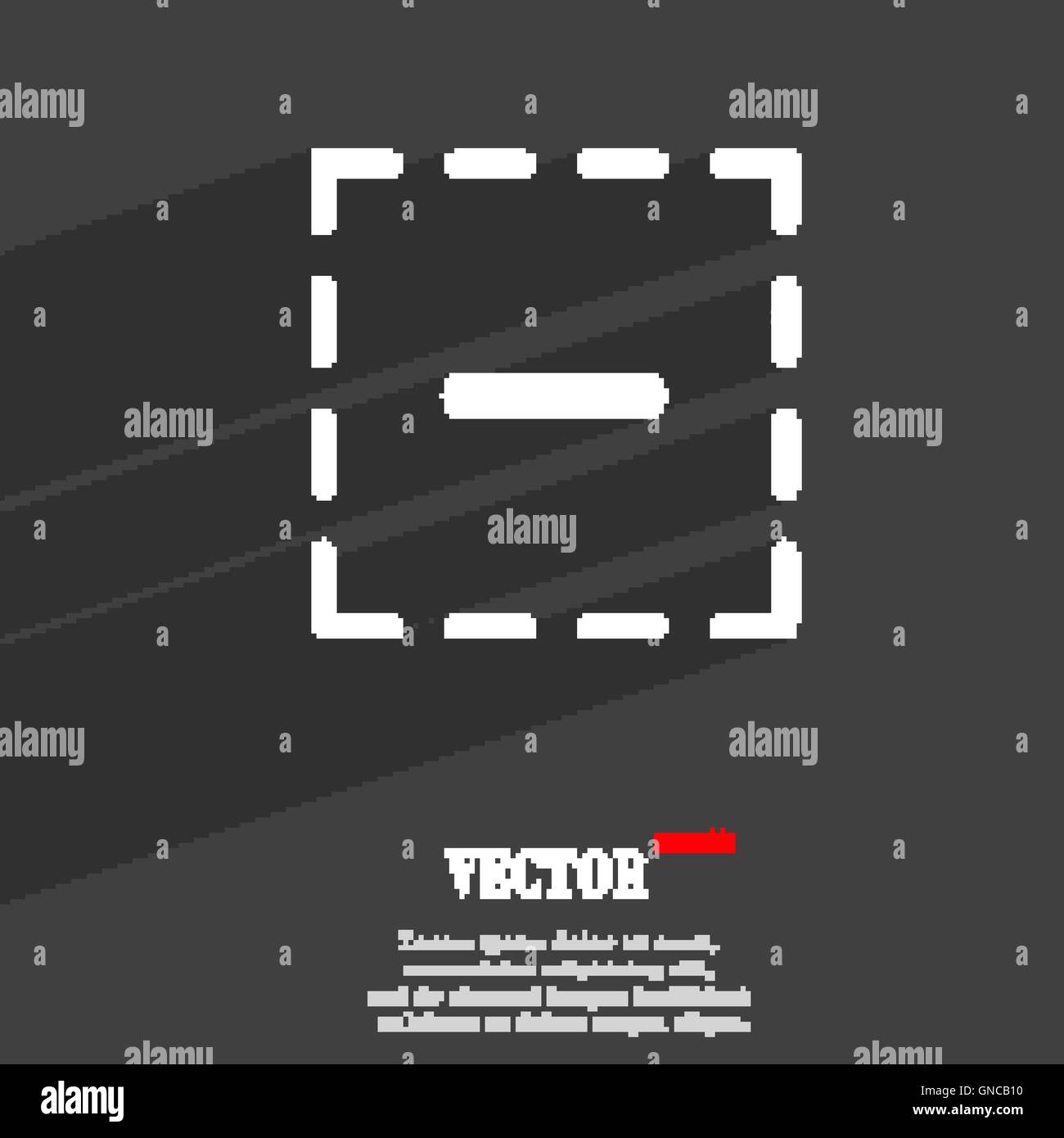 Il segno meno in un quadrato piatto simbolo di moderna progettazione web con lunga ombra e lo spazio per il tuo testo. Vettore Illustrazione Vettoriale