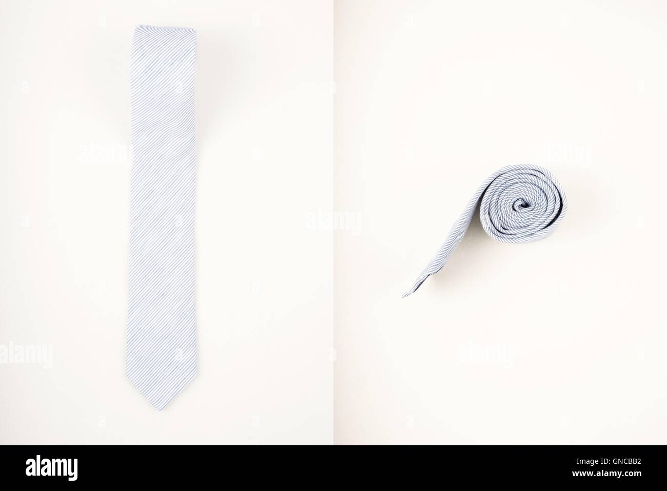 Moderna cravatta a strisce su sfondo semplice Foto Stock