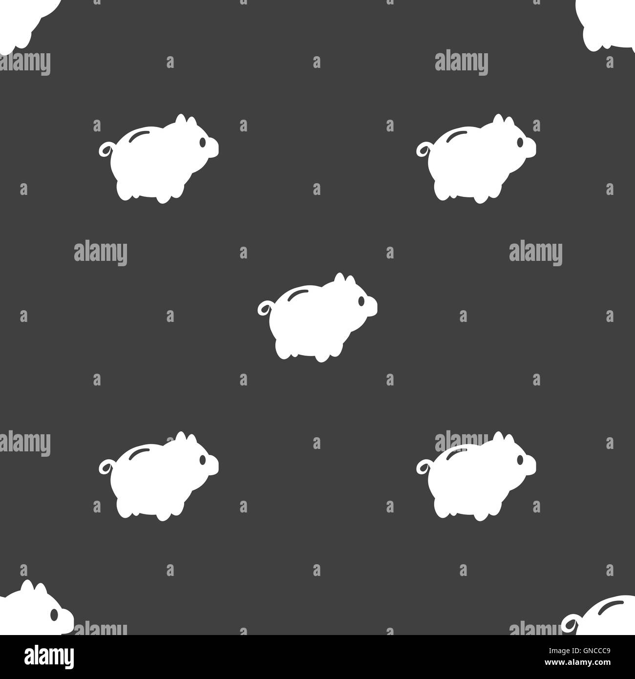 Salvadanaio icona segno. Seamless pattern su uno sfondo grigio. Vettore Illustrazione Vettoriale